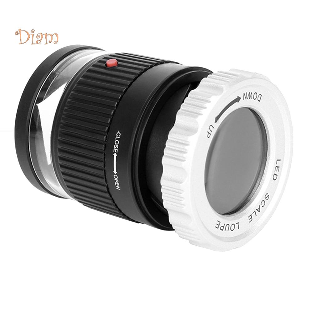 Fetong 30X Lens Cylindrical Magnifier Magnifying Glass Jewelry Loupe with LED Light
