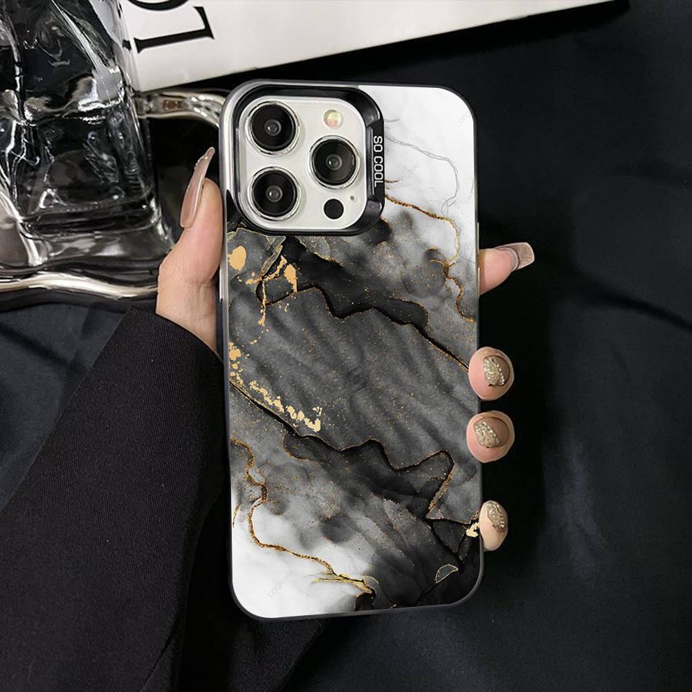 Акварельный Мраморный Посеребренный Внутри Чехол Для Телефона Для iPhone 17 16 15 14 11 12 13 Pro Max Plus X XR XS Max Цветной