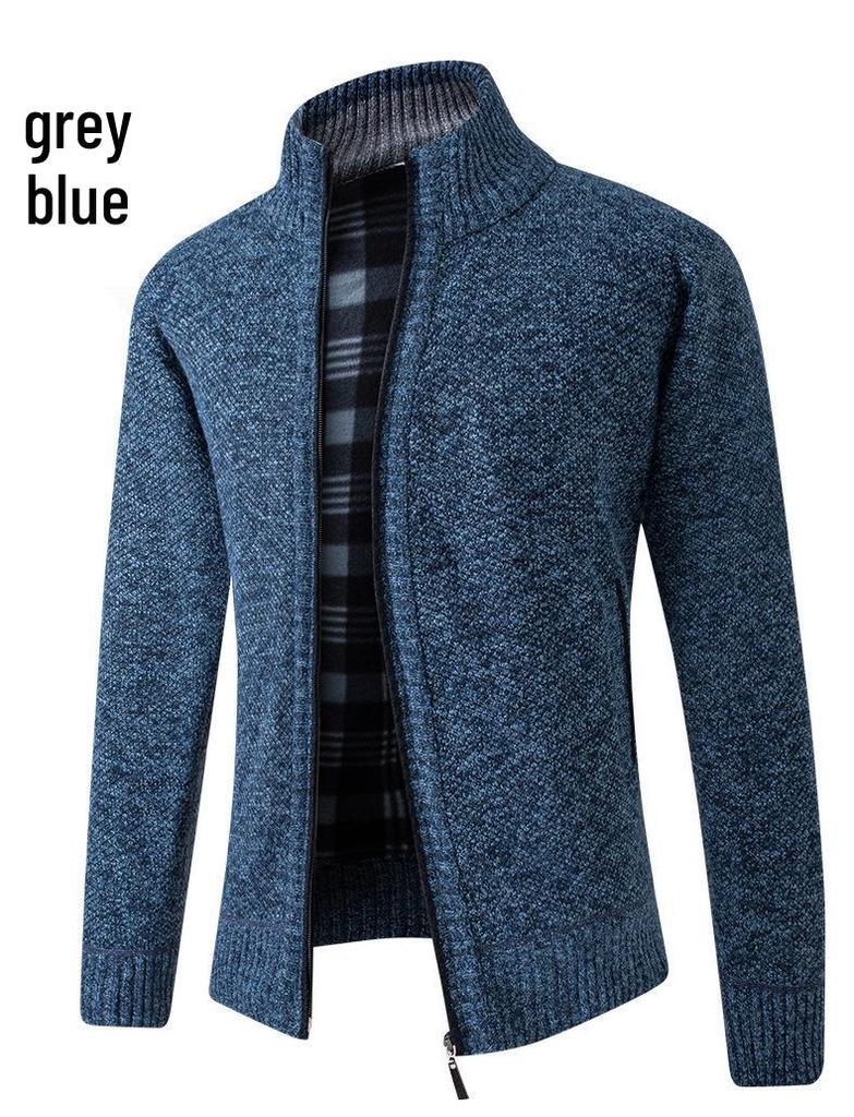 Мужской европейский кардиган с длинными рукавами из толстой вязки - повседневный спортивный стиль для улицы