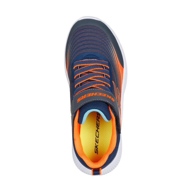 Skechers Детские мальчишеские кроссовки Microspec Advance Sports Удобные Нескользящие Дышащие Низкие Повседневные Кроссовки Детские Синие Оранжевые 403926L-NVOR