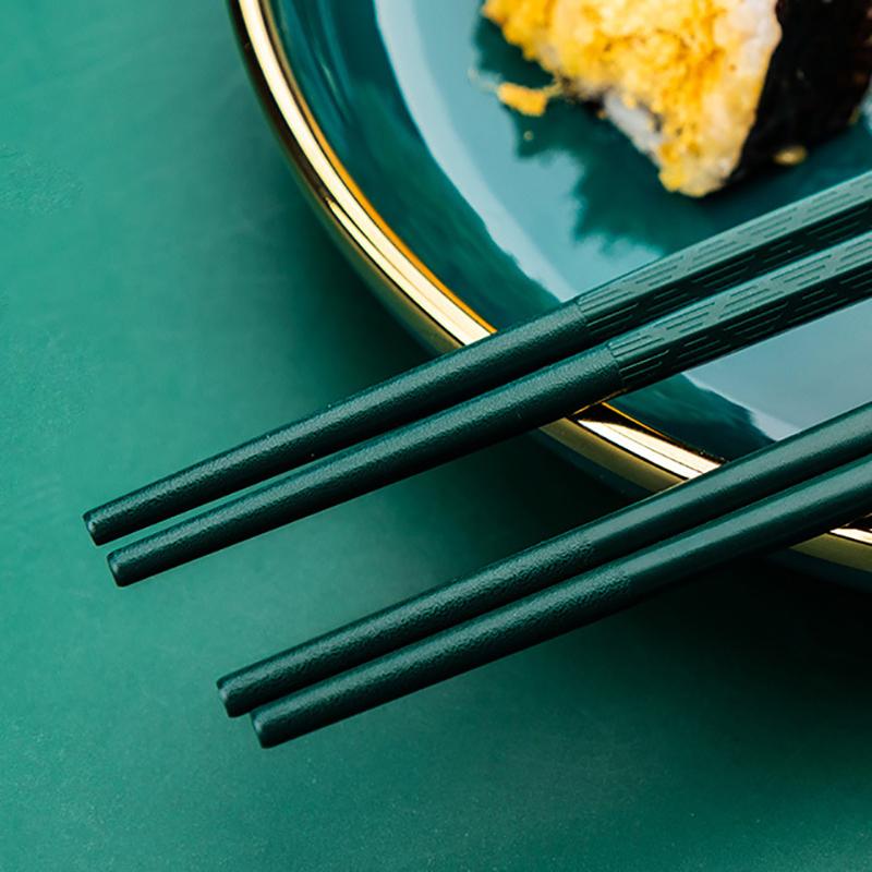 5 пар зеленого золота, японские китайские палочки для еды, еда, палочки для суши, многоразовый сплав, корейский набор палочек для еды, здоровая кухонная посуда