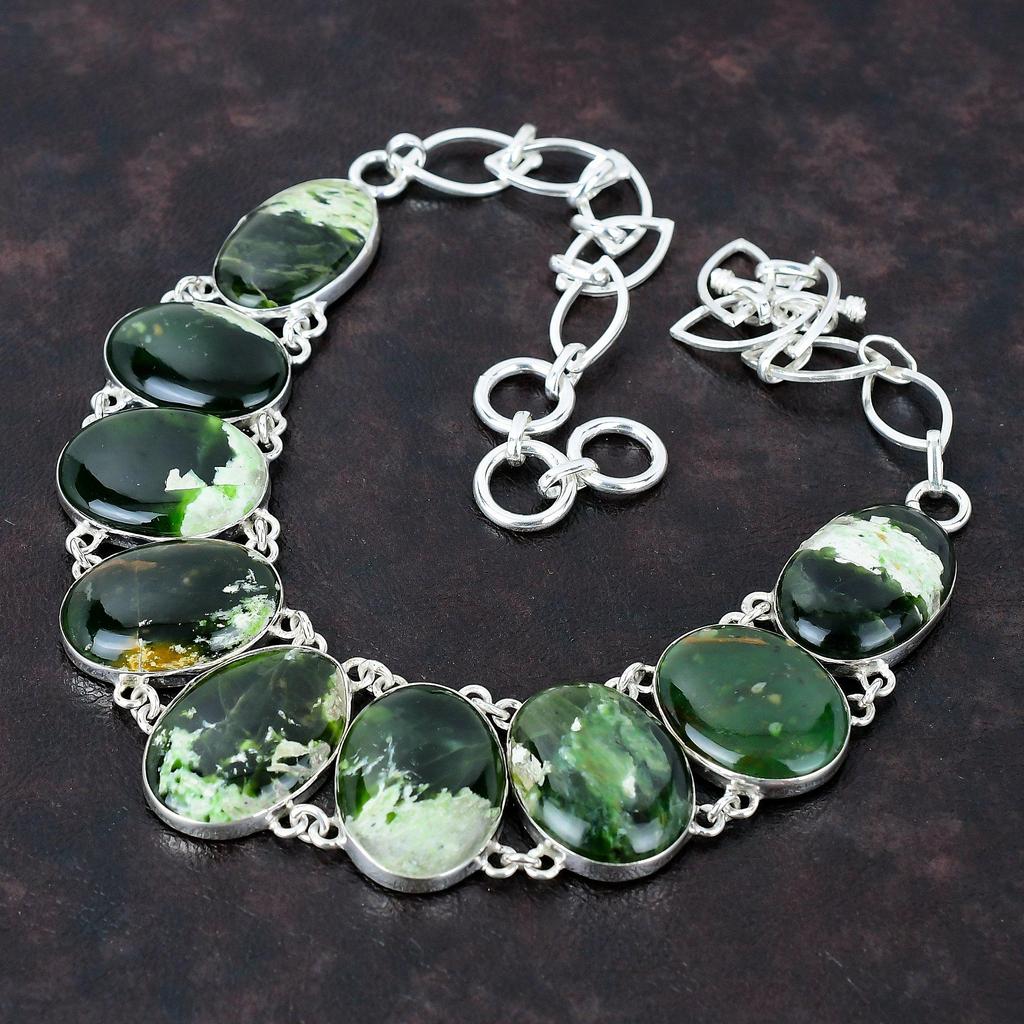 Ожерелье из австралийского хромированного халцедона, ожерелье из стерлингового серебра 925 пробы, регулируемое ожерелье-цепочка, ювелирные изделия ручной работы, ожерелье из драгоценных камней, подарок для мамы