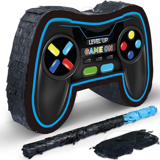 Zonon Video Game Controller Piñata Bundle Fiesta Gaming Controller Piñata Set with Blindfold and Bat Birthday Gamer Party Supplies Game for Gaming