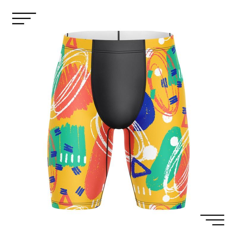 Mens Tropical Print Swim Trunks Loose Fit 5/8 Length Quick Dry Digital Beach Pool Surf