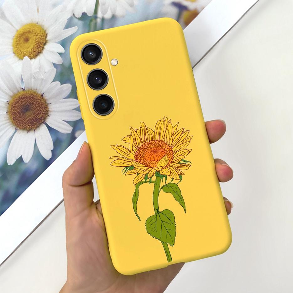 Чехол для Samsung Galaxy A55 Красивый мультяшный дизайн Девочки Подсолнух Мягкий ТПУ Чехол для телефона Для Samsung A15 A25 A35 A55 5G Fundas Coque