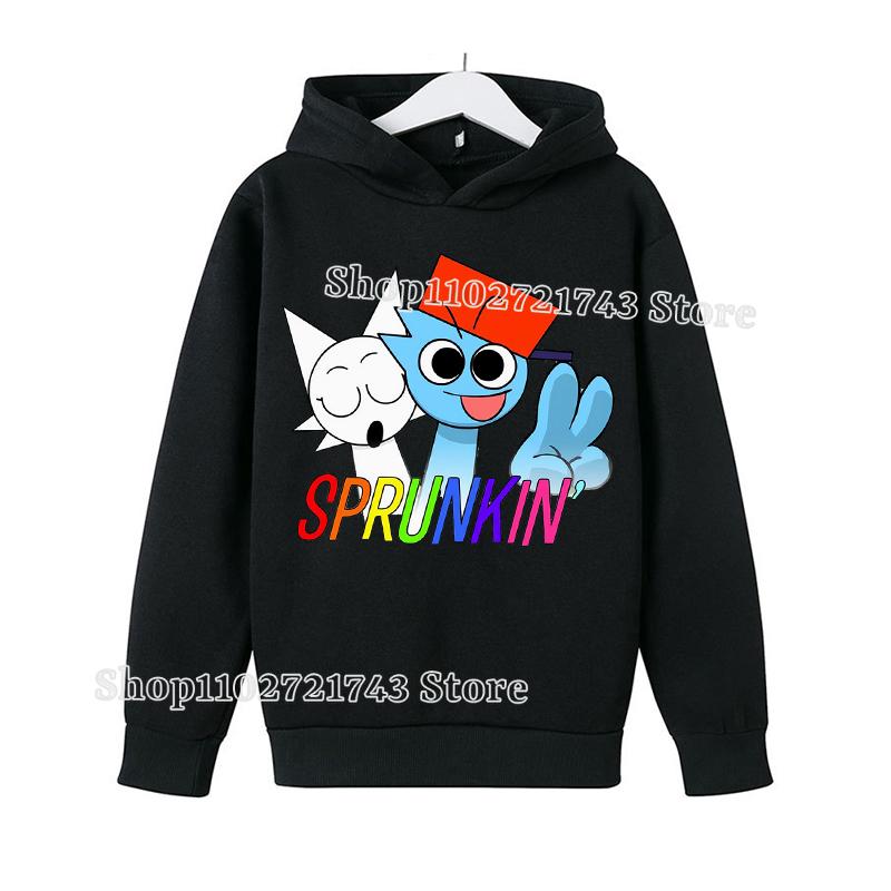 Толстовка Sprunki с капюшоном для детей, аниме-мультяшная модная толстовка для мальчиков и девочек, осенне-зимняя хип-хоп толстовка с капюшоном, детская одежда