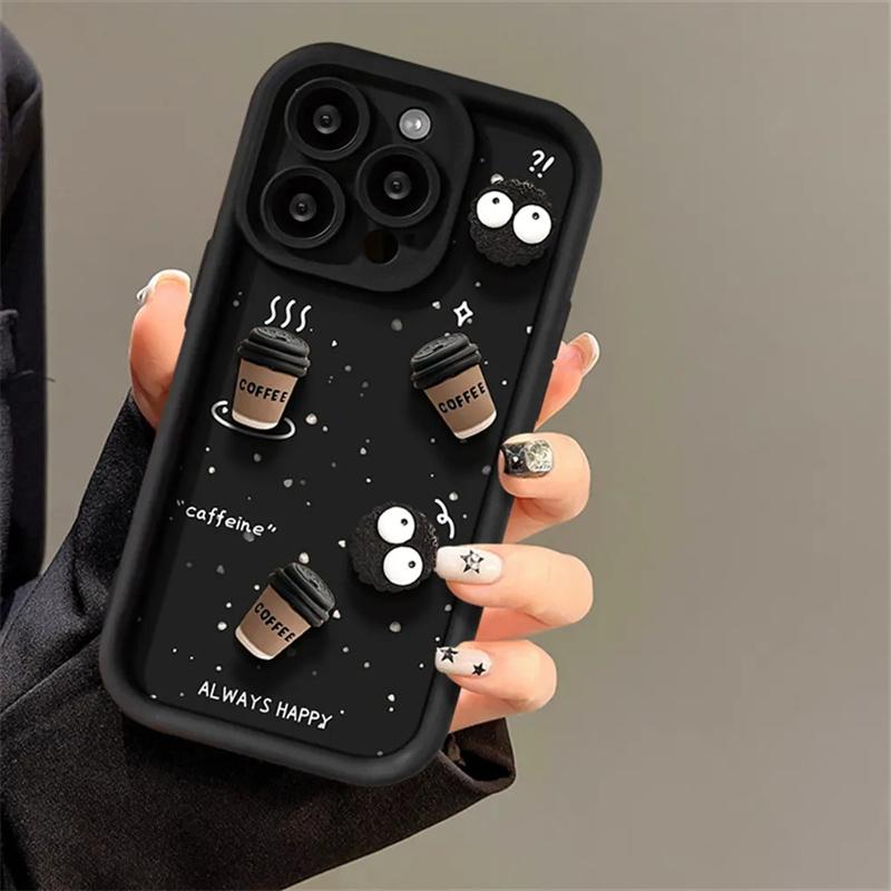 Милый забавный 3D-силиконовый чехол для телефона с изображением кофейного шара для iPhone 11 13 12 14 15 16 Pro Max 12 13 14 15 16 Pro корейский мультяшный чехол