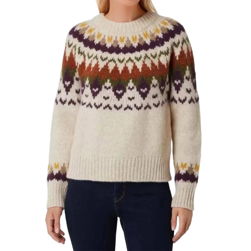 Женский модный свитер с круглым вырезом, свободный, с длинным рукавом, вязаный топ