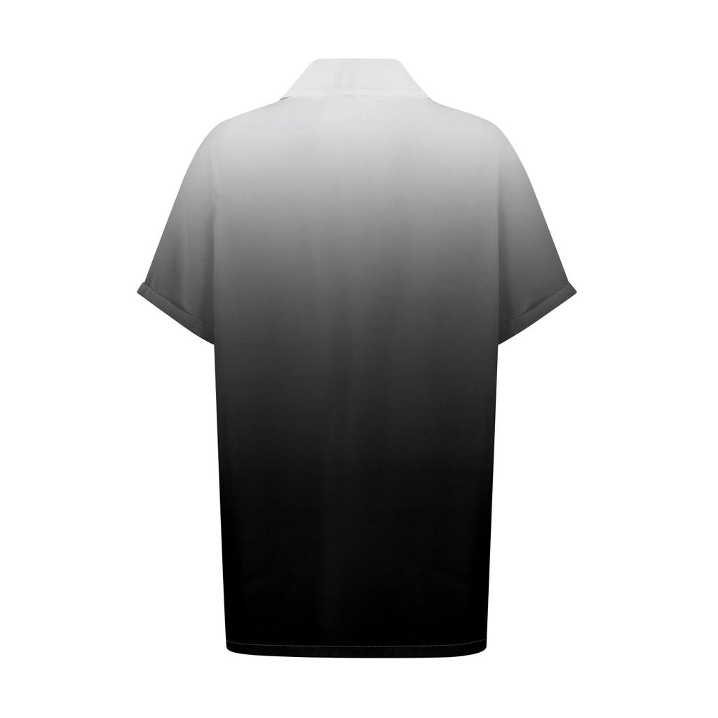 Женская свободная повседневная рубашка с короткими рукавами и пуговицами с градиентным принтом и карманами