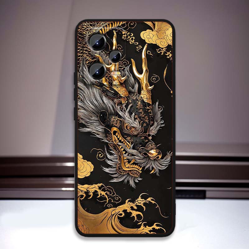 Модный Чехол для Телефона с Иллюстрацией Дракона Для Xiaomi Redmi Note 15 14 13 12 12S 11E 11 11S Pro Plus 4G 5G Черный Мягкий ТПУ