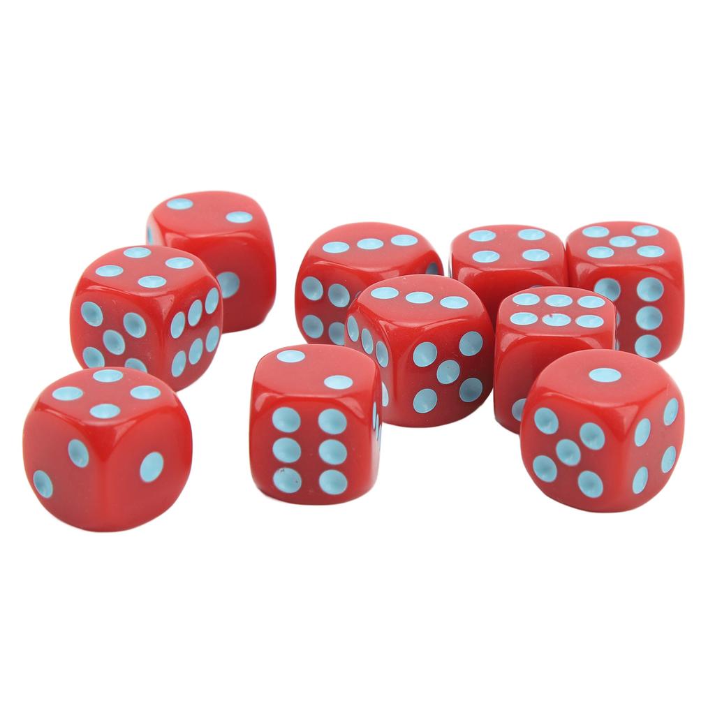 20 игральных костей с закругленными углами 16 мм, набор из 6 игральных костей для настольных игр, математических игр, красные и синие точки