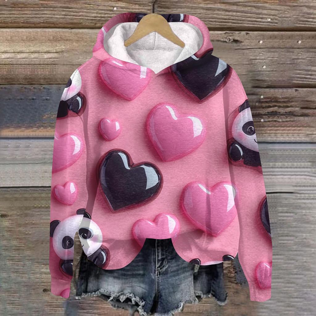 Женская плюшевая теплая повседневная куртка с принтом ко Дню святого Валентина, зимняя куртка