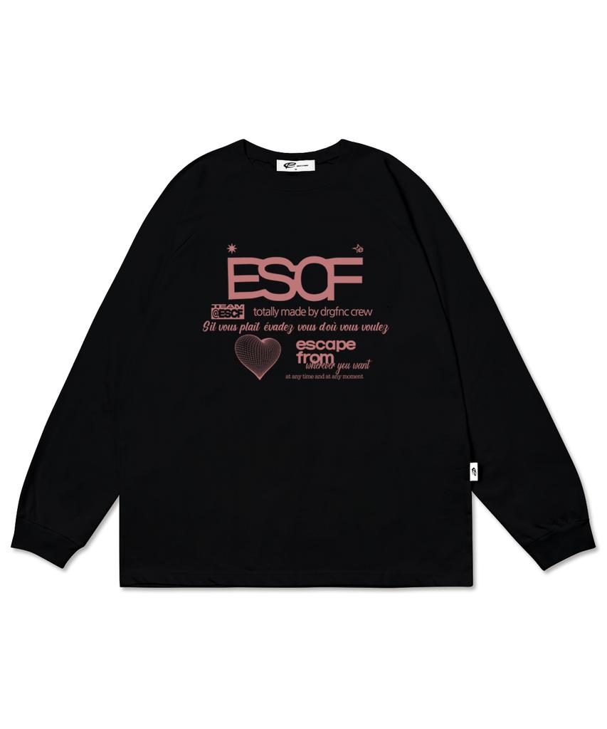 ESCAPEFROM Brick Heart Crew Collection Print Long Sleeve All Black