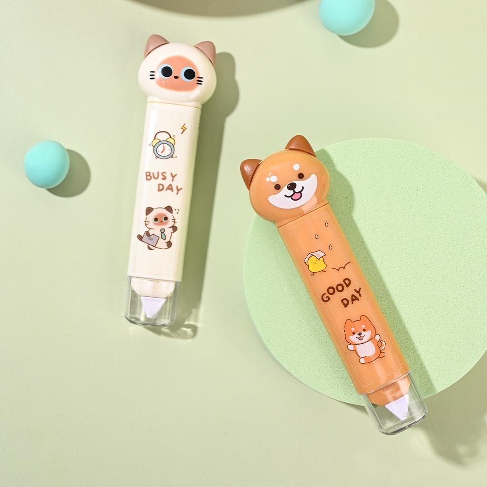 1/4 шт. Лента-корректор Busy Cat и клей-карандаш Милый мультяшный котенок Двусторонняя функция Корректирующие ленты Клей
