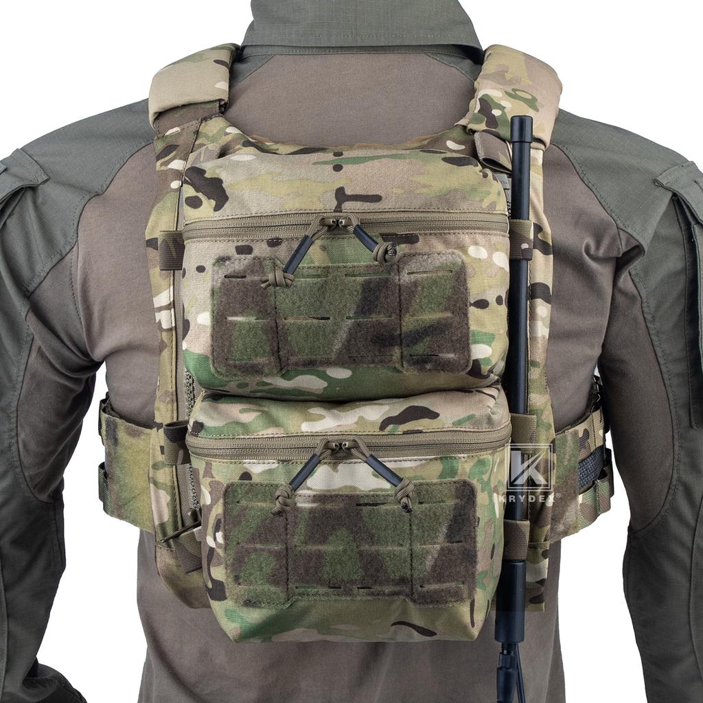 KRYDEX Tactical Back Panel Multipurpose Double Pouch Assault Zip On Modular Backpack for FCPC V5 Vest