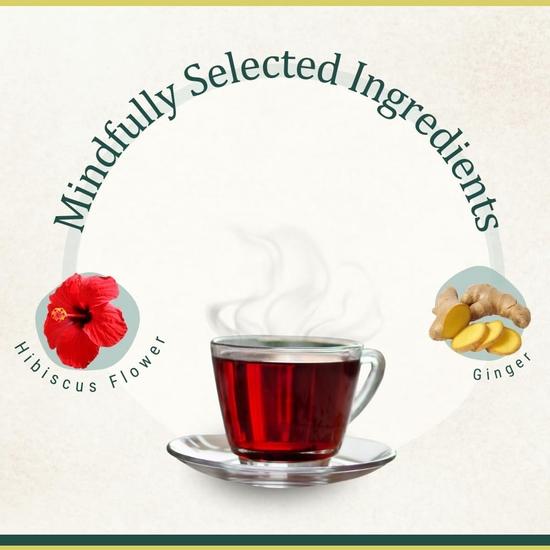 Tea And Twigs - Hibiscus Ginger Tea - 15 Tea Bags (30 Grams) | Herbal Teas | Natural Hibiscus Flower and Ginger | Caffeine Free | Wellness Tea