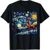 Christmas Snowy Night Xmas Reindeer Van Gogh Starry Night T-Shirt