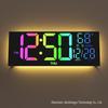 16-дюймовые настенные часы со светодиодной подсветкой RGB, меняющей цвет, с пультом дистанционного управления и двойным будильником