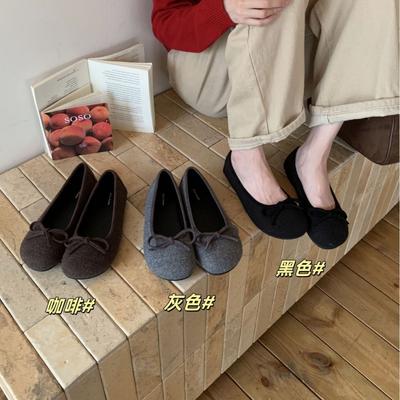 Женские туфли Мэри Джейн с французским бантом, новинка осени 2025 года, балетки на мягкой подошве с мелким вырезом