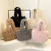 Autumn Fashion Plush Portable Tote Bag New Texture Fashion Shoulder Bag Solid Color Casual Women's Bag