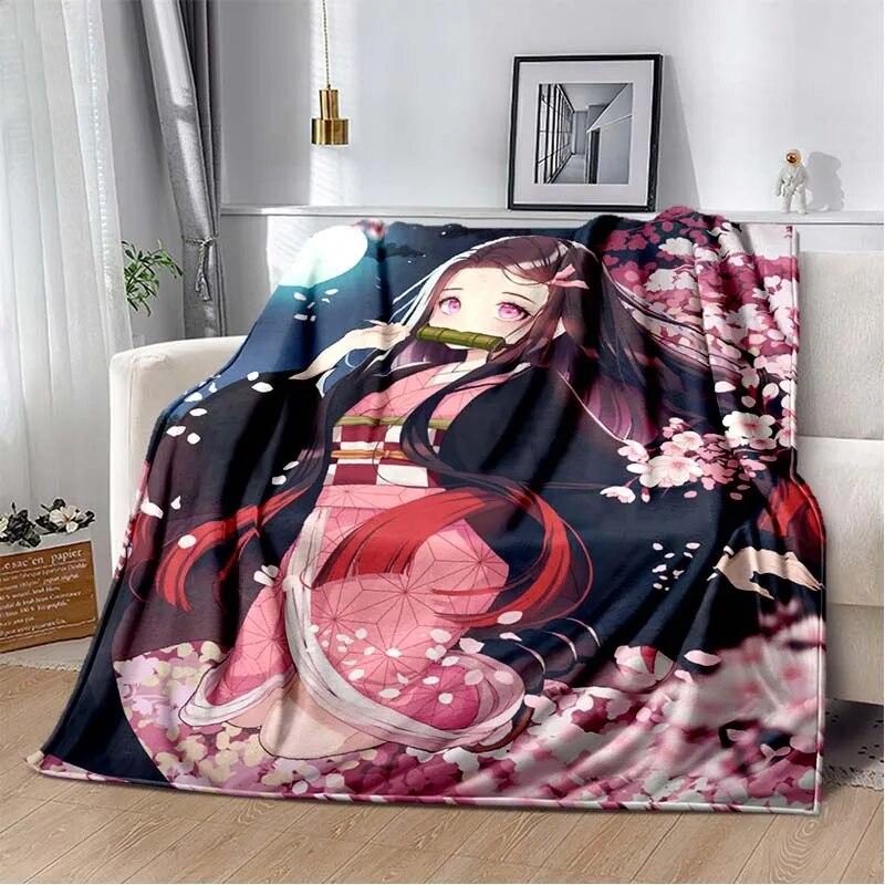 Модное одеяло Demon Slayer-легкое фланелевое покрывало для дивана и кровати, одеяло с цифровой печатью из мягкой фланелевой ткани с червями