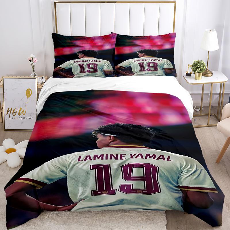 3Pcs Lamine Yamal'S Jersey Number Bedding Sets For All Sizes New 3D Printed Bed Cover Comforter Duvet Cover Pillowcase Bedroom Decoration