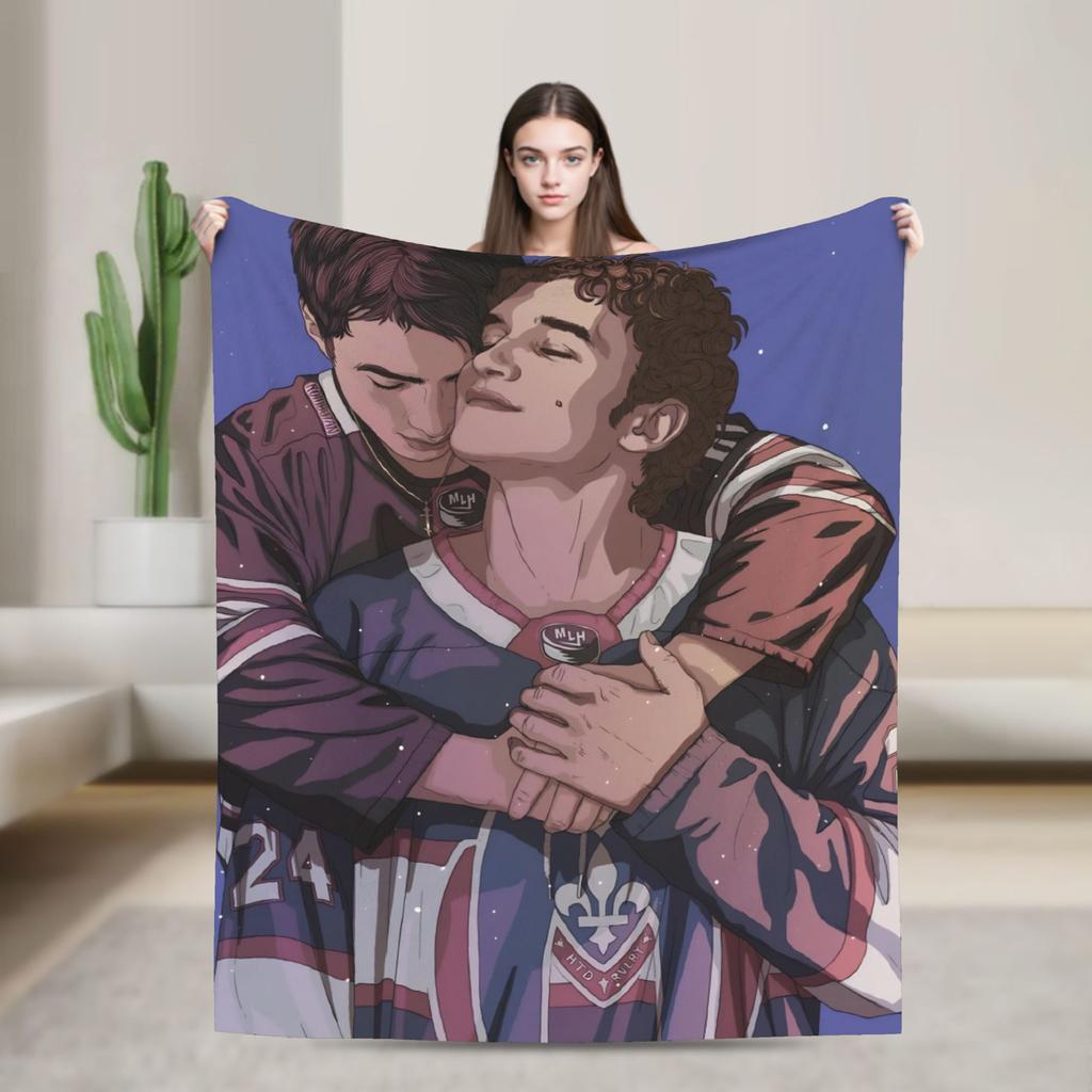 Heated Rivalry Knitted Blankets Cute Hollanov  Flannel Throw Blankets Summer Air Conditioning Decoration Soft Warm Bedspreads