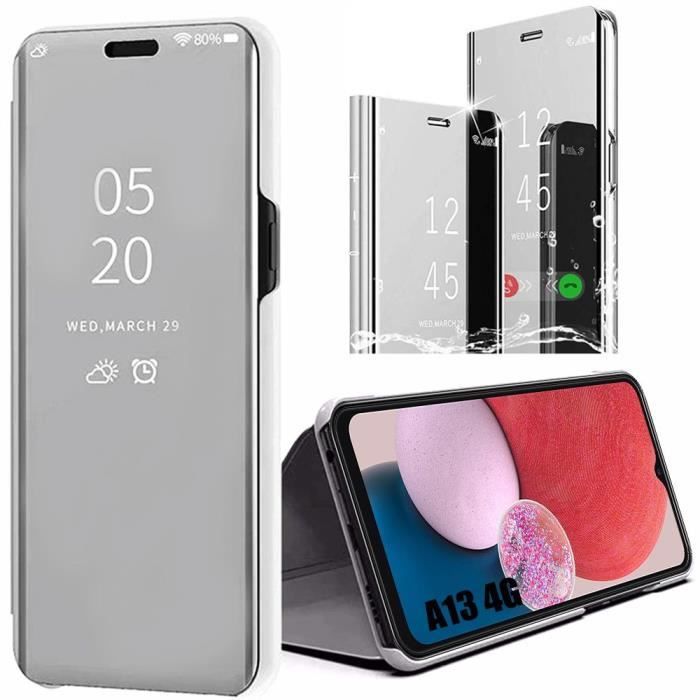 Coque de protection rigide pour Samsung Galaxy A13 - BOOLING - Effet Miroir - Protection Renforcée - Argenté