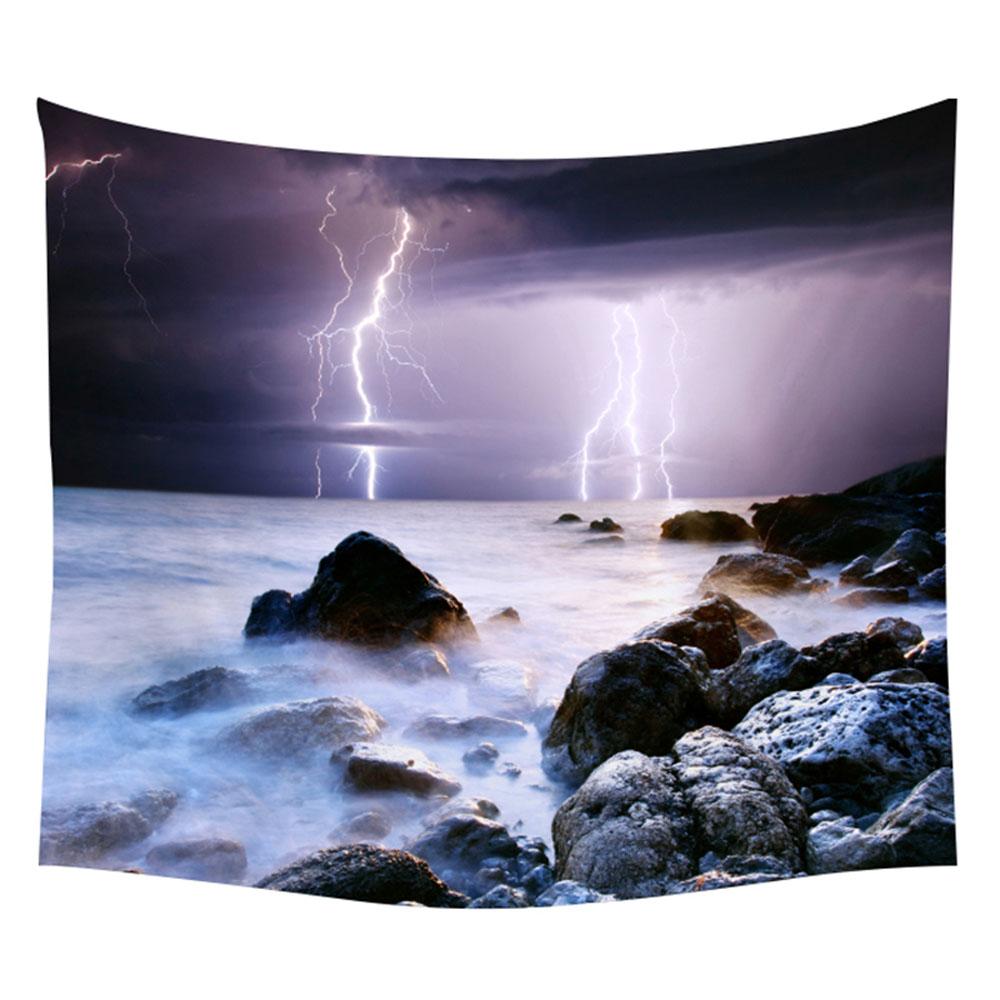 Солнце, море, гобелен, океан, пляж, стена, вода, пейзаж, украшение для пляжа, голубое облако, синее матовое одеяло, полиэфирный гобелен