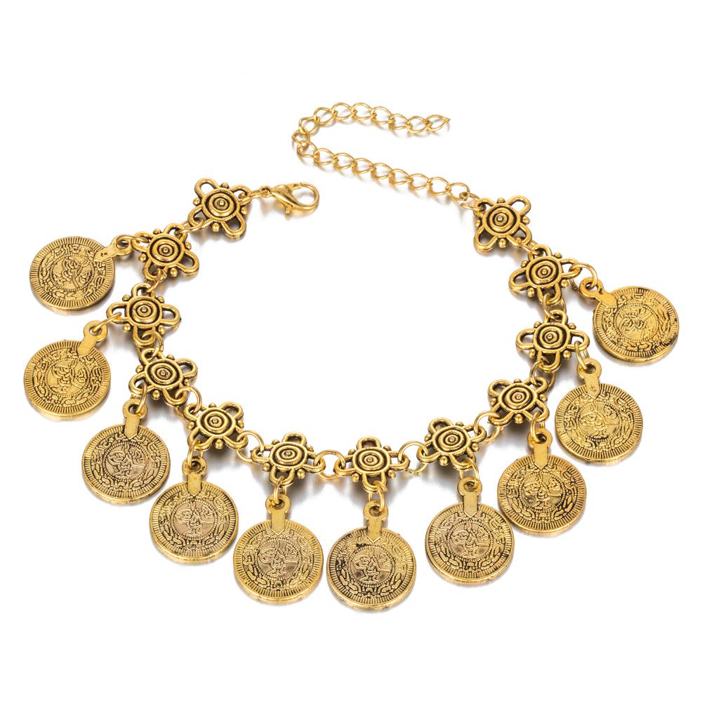 2024 богемный металлический браслет с кисточками, роскошный браслет на щиколотке с подвеской в ​​виде монеты для женщин, вечерние подарочные ювелирные изделия