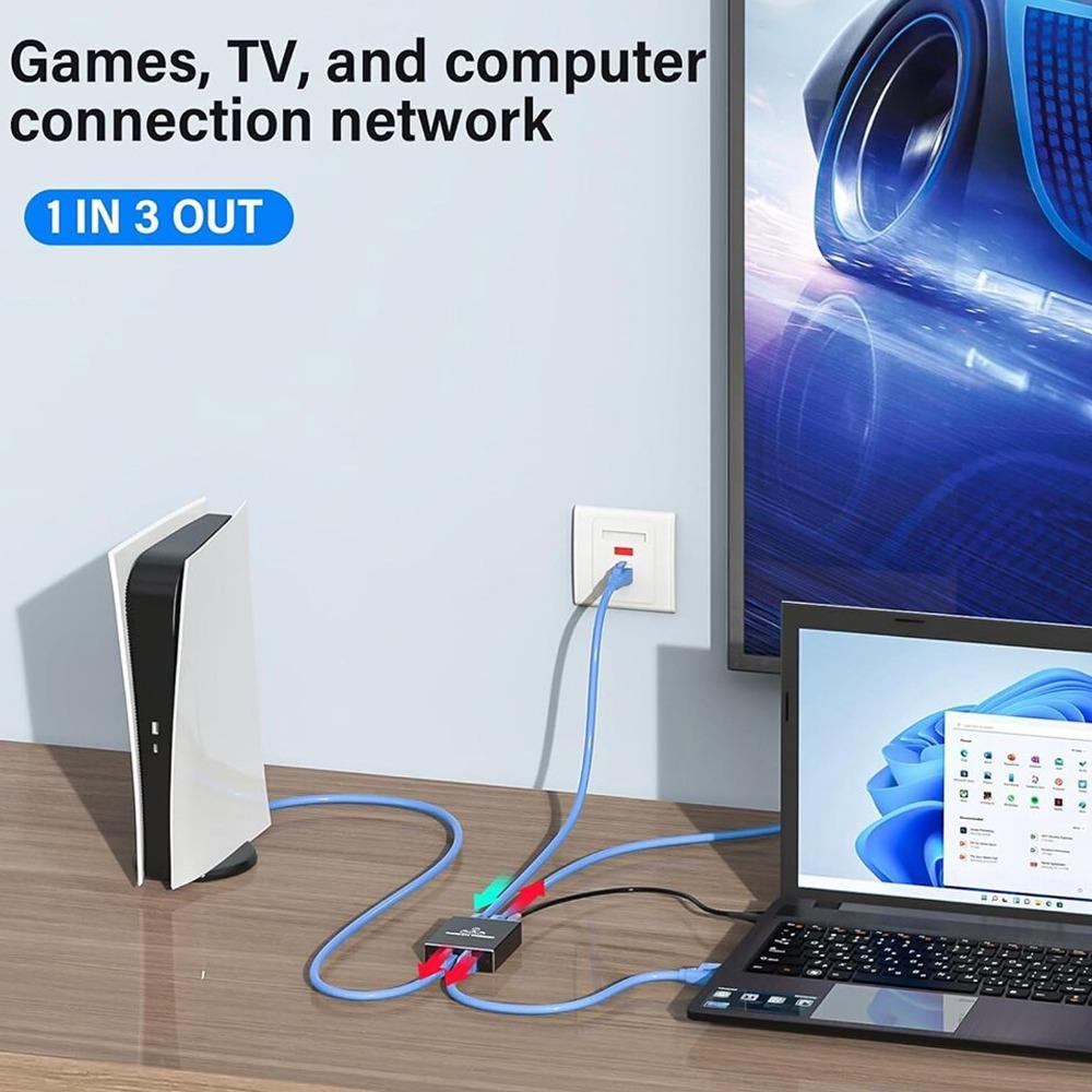 Plug and Play 1000Mbps Ethernet Splitter RJ45 Port 1 to 3 LAN Splitter High Speed Internet Splitter Cat 5/5e/6/7/8 Cable
