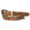 1.5" Wide Western Leather Belt Cowboy Rodeo Casual Leather Belt Floral Embossed, Size 28" To 40"