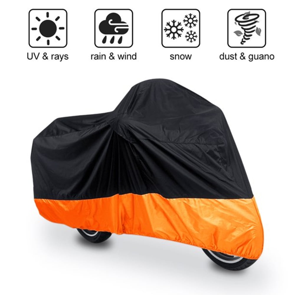 Motorcycle Cover XXXL Black and Orange Waterproof, Suitable for Harley-Davidson (1 piece)