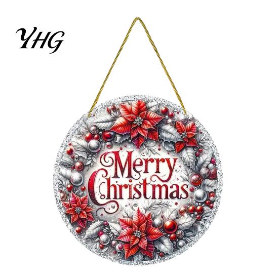 Xmas Porch Hanging Signs Christmas Tree Ornaments, Acrylic Festive Pendants with Lanyard for Gift Tags Holiday Party Home Decoration, Indoor
