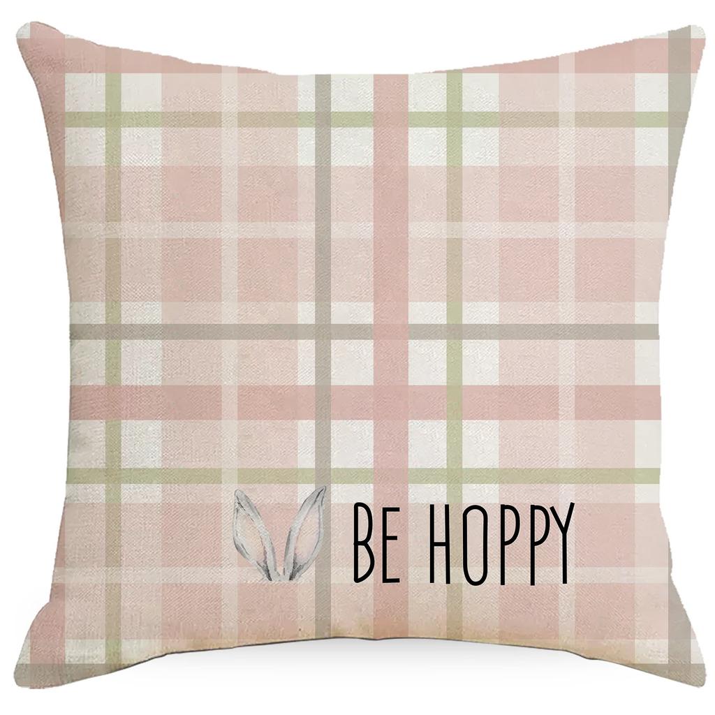 Пасхальная наволочка Кролики с яйцами Холщовая наволочка, Весенний сезон Льняная наволочка для дивана-кровати, декоративная