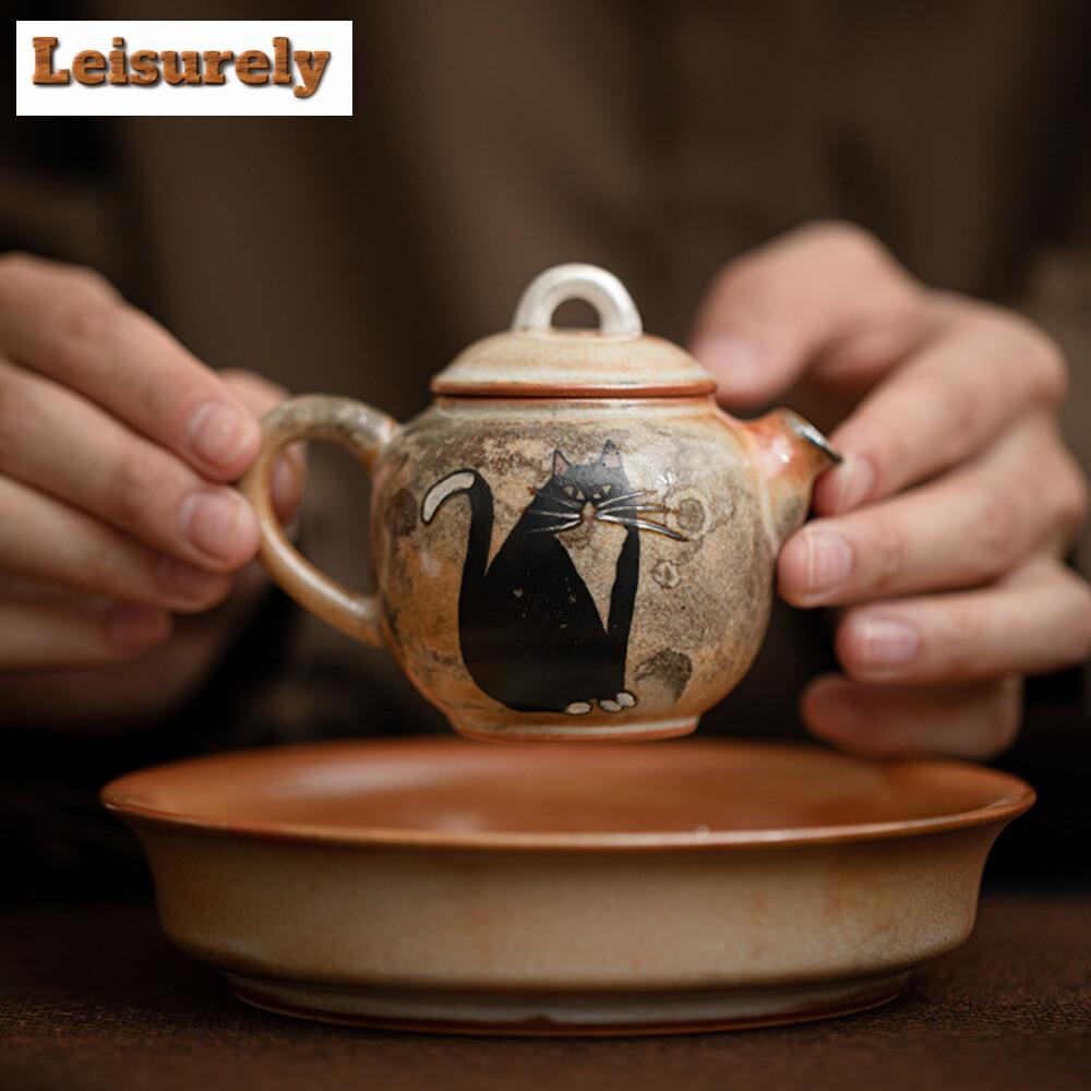 Керамический чайник Kiln Chnage Zhiye Cat объемом 100 мл, обожженный в дровах фарфоровый чайник с отверстием для заваривания чая, фильтр-чайник, чайный сервиз Kung Fu