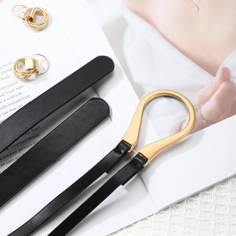 Decorative belt, women's belt, horseshoe, black minimalist coat, knot tied suit skirt, fashionable retro waist cover, versatile