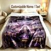 Space Cosmic Theme Custom Blanket Personalized Name & Text Customized Soft Warm Throw Blanket Home Decor