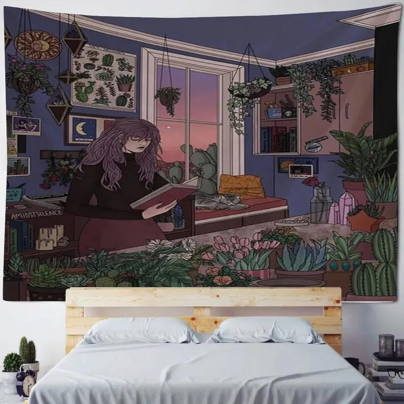 Украшение стены дома Гобелен Аниме Милая девушка Фон Офис Гостиная Гобелен