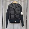 Small short down jacket women's autumn and winter new woolen knitting splicing student jacket to keep warm