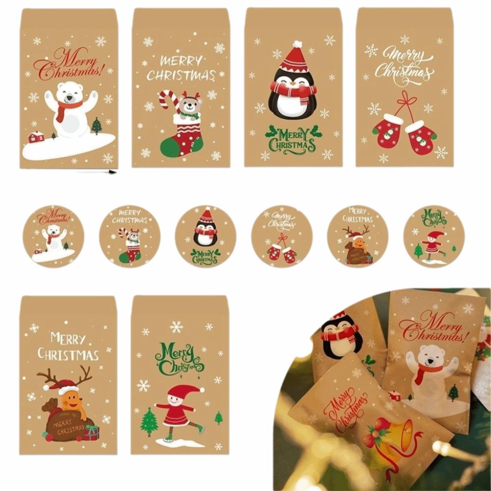 24 Sets 24 Sets Christmas Envelope Bags with Stickers Advent Calendar Bags Gift Giving