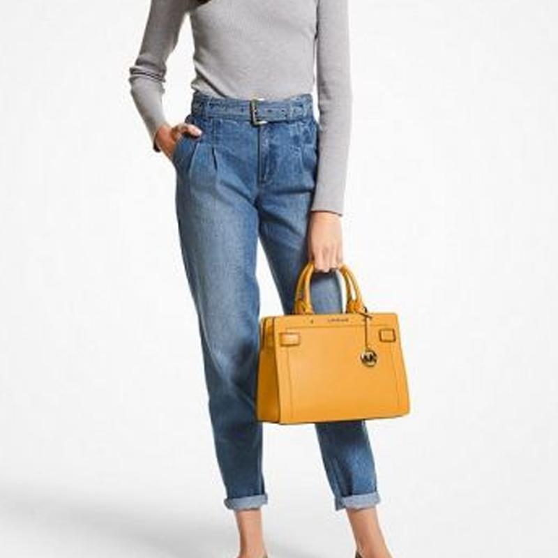 Michael Kors Подвеска с логотипом Квадратная Повседневная кожаная сумка через плечо Женские сумки Желтый 35S0GU9S2L-MARIGOLD