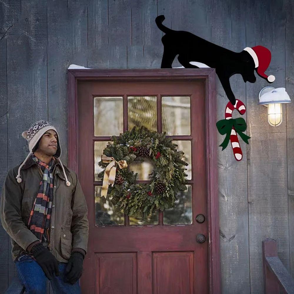 Funny Door Toppers Decor Cat/Dog Shaped Christmas Decoration Door Edge Topper Ornament