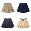 Girls' Pleated Skirt Student School Clothes Children's College Style Casual All-Match Solid Mini Skirts