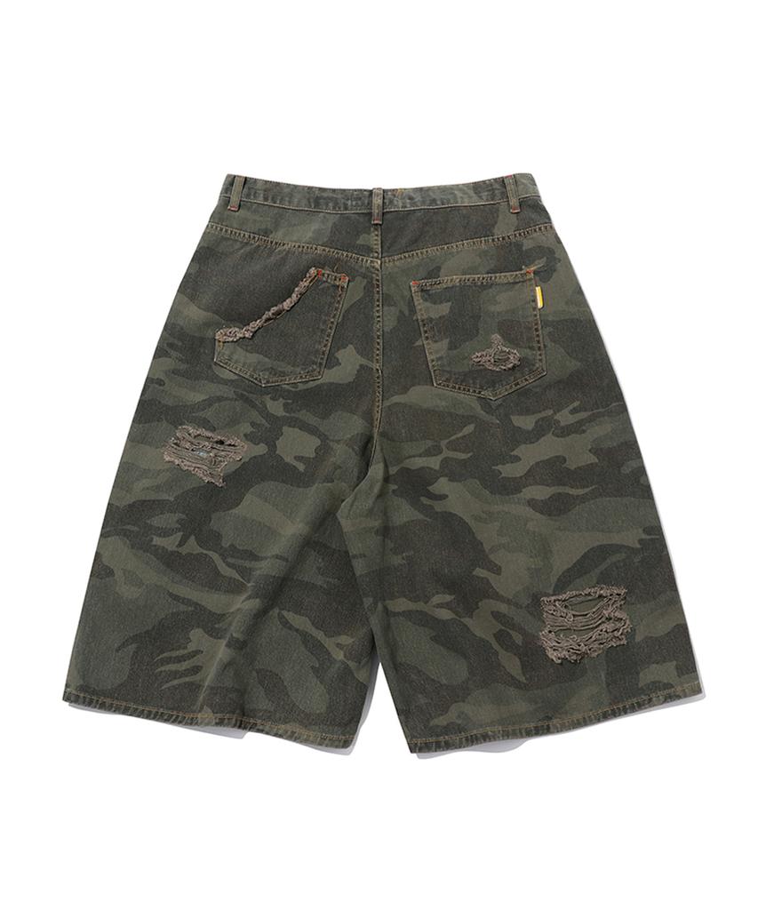 MAINBOOTH Destroyed Camo Shorts(Vintage Khaki)