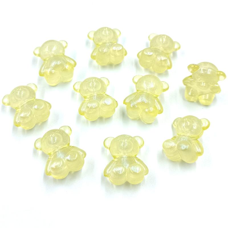 10 шт. модные милые бусины с медведем с горизонтальным отверстием, флуоресцентный цвет, мультяшный кулон, сделай сам, ювелирные аксессуары