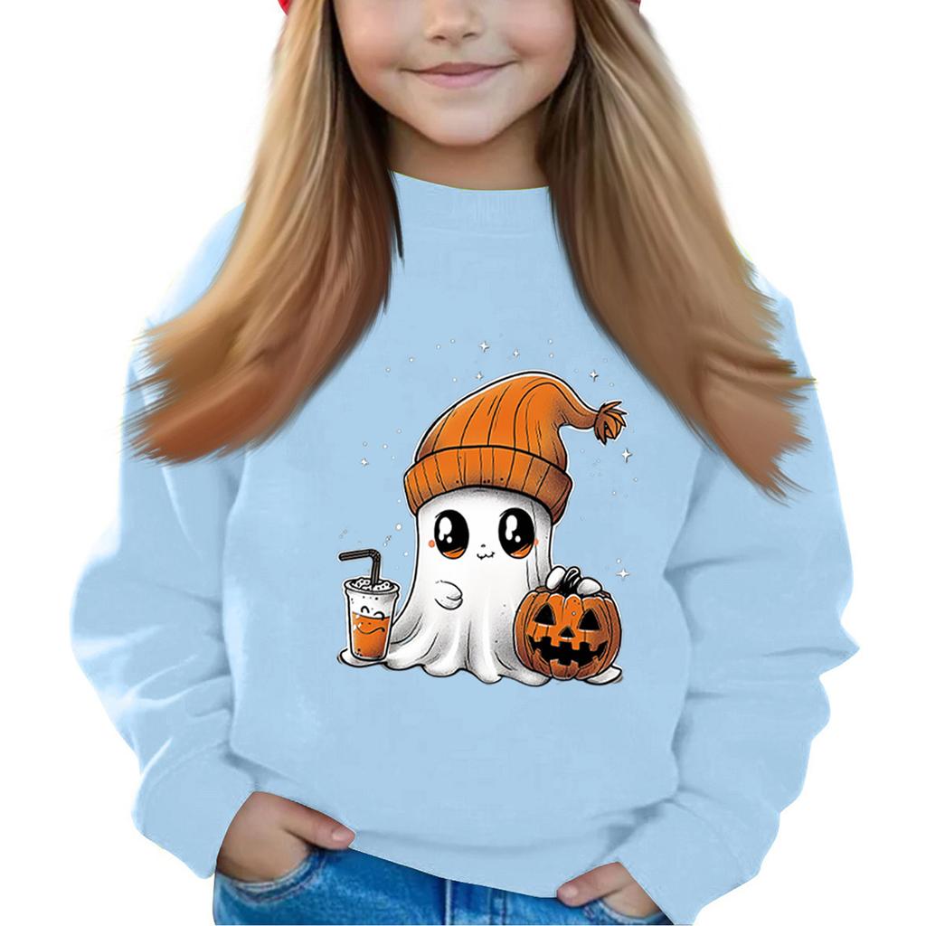 Halloween Day Girls Round Neck Pullovers For Kids Printed Baby Tops