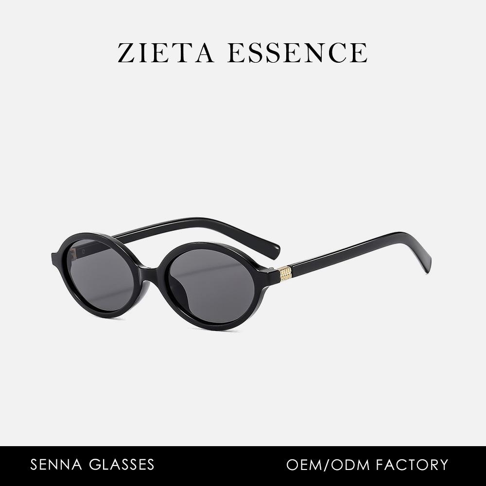 Солнцезащитные очки Однотонные Ретро Овальные Солнцезащитные очки Уличная Съемка Стиль Гонконга Очки Черепаховый