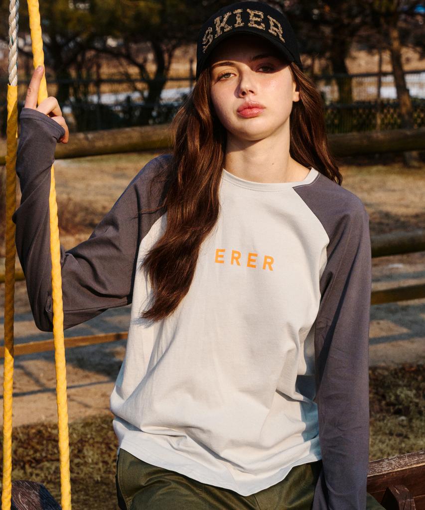 ERER Logo Raglan Long-Sleeved T-Shirt Gray