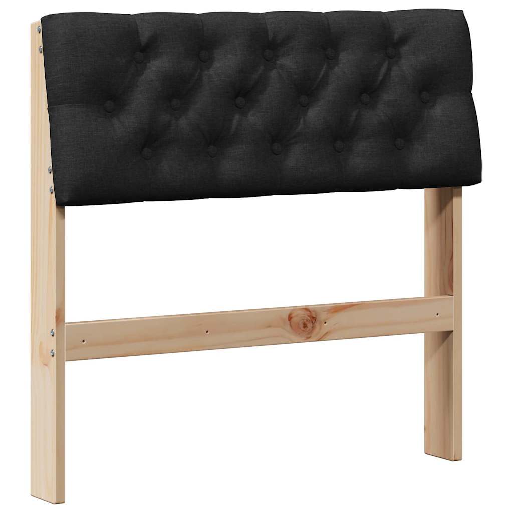 Padded Headboard Black 75 cm Solid Pine Wood
